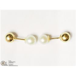10KT YELLOW GOLD PEARL REVERSIBLE EARRINGS