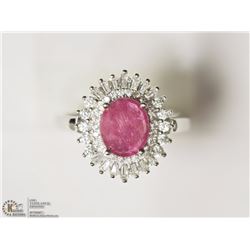 STERLING SILVER ENHANCED RUBY CUBIC ZIRCONIA RING