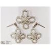Image 1 : ST SILVER CRYSTAL FLOWER PENDANT & EARRINGS