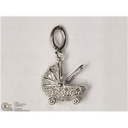 STERLING SILVER DIAMOND BABY CARRIAGE PENDANT