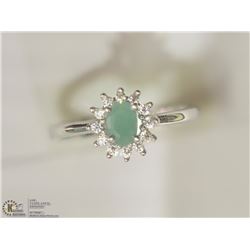 STERLING SILVER EMERALD CUBIC ZIRCONIA RING