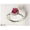 Image 2 : STERLING SILVER ENHANCED RUBY CUBIC ZIRCONIA RING