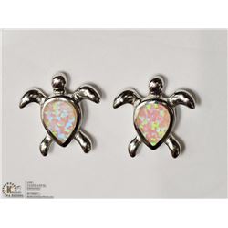 STERLING SILVER OPALITE TURTLE SHAPE EARRINGS
