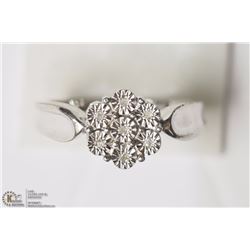 STERLING SILVER 7 DIAMOND FLOWER SHAPED RING
