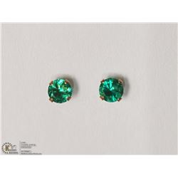 10KT YELLOW GOLD GREEN CRYSTAL EARRINGS