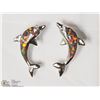 Image 1 : STERLING SILVER OPALITE DOLPHIN SHAPED EARRINGS