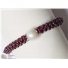 Image 1 : NATURAL GARNET FRESHWATER PEARL BRACELET