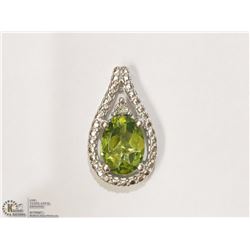 STERLING SILVER PERIDOT & DIAMOND PENDANT