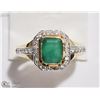 Image 1 : ST SILVER GOLD PLATED EMERALD&CUBIC CRYSTAL RING