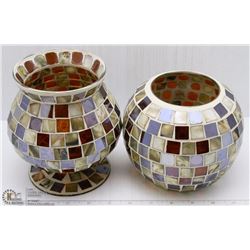 2 MOSAIC TEA  LIGHT MINI VASES