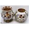 Image 1 : 2 MOSAIC TEA  LIGHT MINI VASES