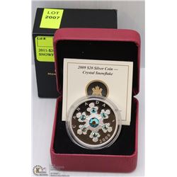 2011-$20 SILVER COIN CRYSTAL SNOWFLAKE EMERALD