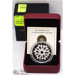 2009 $20 SILVER COIN CRYSTAL SNOWFLAKE IN