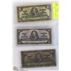 Image 1 : SHEET W/ 1937 CANADIAN $20 $10 $1 BANK NOTES