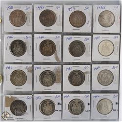 LOT OF 20 SILVER HALF DOLLARS IN VARIOUS YEARS