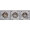 Image 1 : LOT OF 3 CANADIAN SILVER HALF DOLLARS