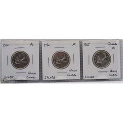 LOT OF 3 CANADIAN 25 CENT SILVER COINS