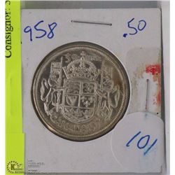CANADIAN 1958 SILVER HALF DOLLAR