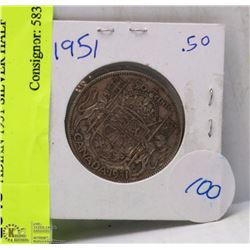 CANADIAN 1951 SILVER HALF DOLLAR