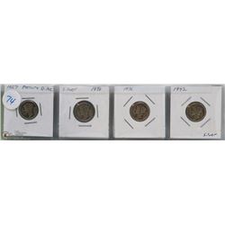 LOT OF 4 USA MERCURY SILVER DIMES