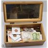 Image 1 : ESTATE WOODEN STORAGE BOX FULL OF
