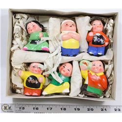 A BOX W/ 6 VINTAGE WUXI CLAY FIGURINES