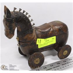 ANTIQUE HAND CARVED HORSE TOBACCO HOLDER