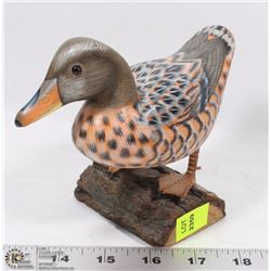 STAMPED HAND CARVED/HAND  PAINTED WOOD DUCK