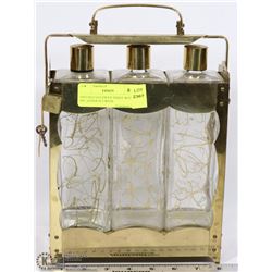VINTAGE GOLDWYN THREE BOTTLE DECANTER SET WITH
