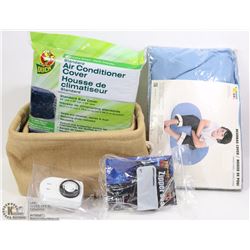 233) BOX OF VARIOUS HOME ITEMS. ALL NEW.