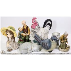 BOX W/ 7 GARDEN DECOR FIGURINES