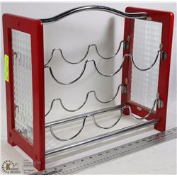 6-BOTTLE LIQUOR RACK - WOOD & METAL