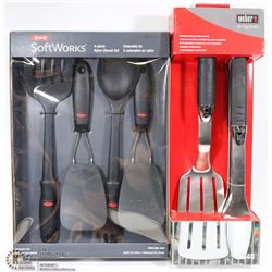 LOT WITH WEBER BARBECUE TOOLS & OXO UTENSIL SET