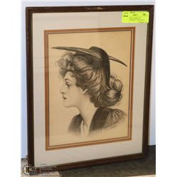 1929 ORIGINAL CHARCOAL DRAWING ARTIST K. COLLIGIAN