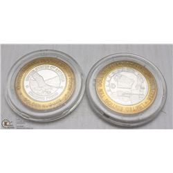 2 SILVER LAS VEGAS CASINO LIMITED GAMING COINS