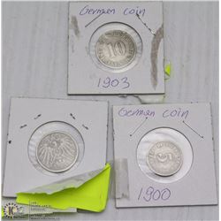 3 GERMAN PFENNIG COINS 1900,1903 & 1914