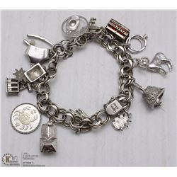 ESTATE .925 CHARM BRACELET WITH .925 CHARMS (15QTY