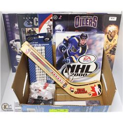 FLAT OF NHL AND OILERS ITEMS