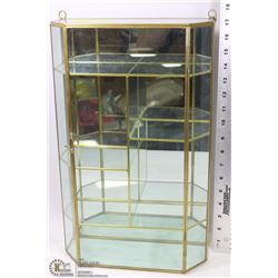 BRASS AND GLASS WALL HANGING MINI DISPLAY