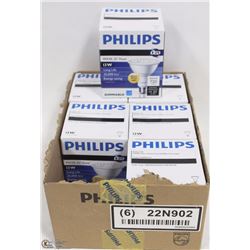 CASE OF 6 PHILIPS 13W LONG LIFE DIMMABLE LIGHTBULBS