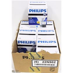 CASE OF 6 PHILIPS 13W LONG LIFE DIMMABLE LIGHTBULBS
