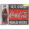 Image 1 : NEW ICE COLD COCA COLA SOLD HERE  12"X16" TIN SIGN
