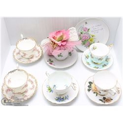 LOT OF ASST CUPS & SAUCERS INCL ROYAL ALBERT,