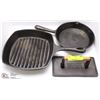 Image 1 : LOT OF 3 CAST IRON PIECES INCL PAN, GRIDDLE& PRESS