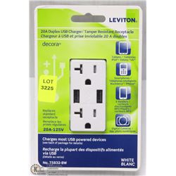 LEVITON 20A DUPLEX USB CHARGER/TAMPER RESISTANT