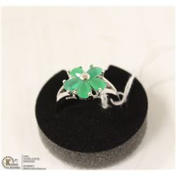189-GREEN EMERALD RING .925 STERLING SILVER