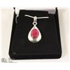 Image 1 : 192-RED RUBY PENDANT .925 STERLING SILVER