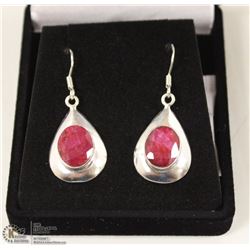 190-RED RUBY EARRINGS .925 STERLING SILVER