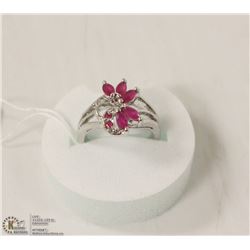 175-RED RUBY  RING .925 STERLING SILVER