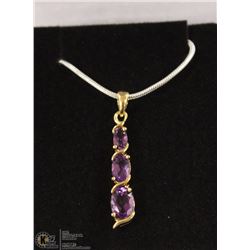 83-GENUINE AMETHYST .925 STERLING SILVER PENDANT